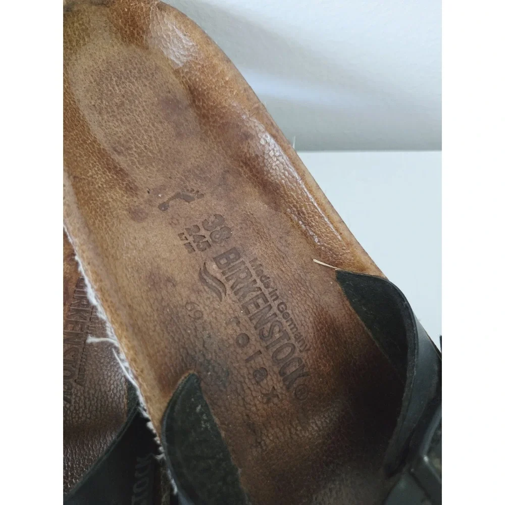 Birkenstock Relax Black Leather Madrid Single Strap Sandals‎ Women's EU38/US7